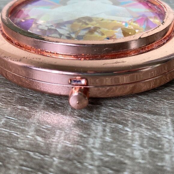Disney Store Compact Makeup Mirror Art of Belle Beauty Beast Metal Rose Gold - Picture 7 of 9